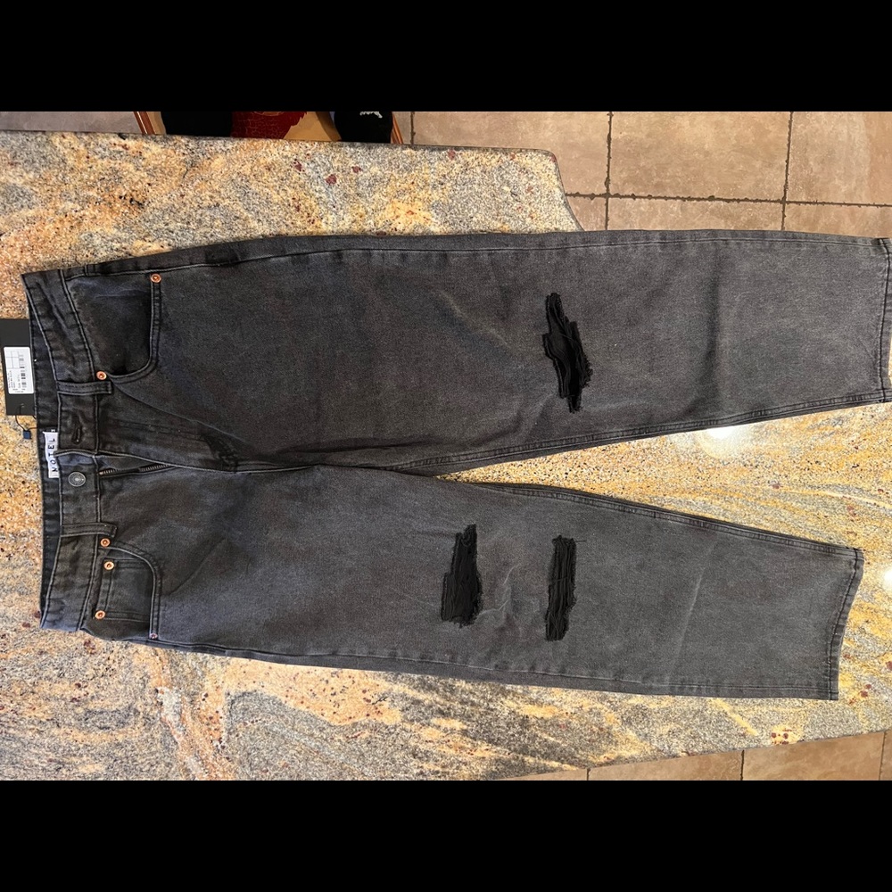 Motel RIPS PARALLEL JEANS IN BLACK WASH